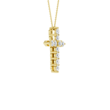 Load image into Gallery viewer, 14K YG Cross Pendant Necklace 0.5ctw