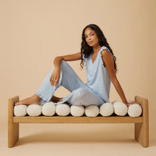 Load image into Gallery viewer, Sky Blue Dream Ruffle V-Neck with Cropped Pant