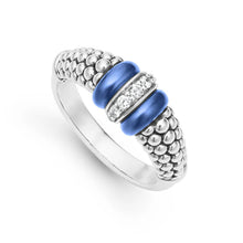 Load image into Gallery viewer, LAGOS Sterling Silver Ultramarine Ceramic and Diamond Caviar Ring