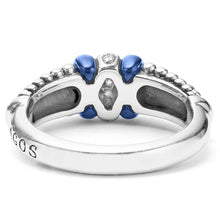 Load image into Gallery viewer, LAGOS Sterling Silver Ultramarine Ceramic and Diamond Caviar Ring