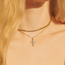 Load image into Gallery viewer, Turquoise Stone Cross Charm