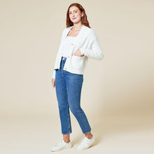 Load image into Gallery viewer, Almond Solid Marshmallow Crop Cardigan