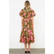 Load image into Gallery viewer, Puff Sleeve Floral Midi Dress
