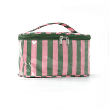 Load image into Gallery viewer, Striped Vinyl Cosmetic Makeup Pouch Bag