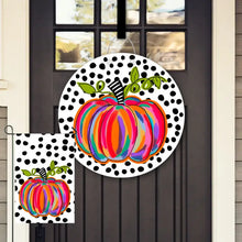 Load image into Gallery viewer, Colorful Pumpkin W/ B&W Background Door Hanger