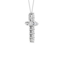 Load image into Gallery viewer, 14K WG Cross Pendant Necklace 1ctw