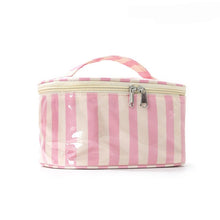 Load image into Gallery viewer, Striped Vinyl Cosmetic Makeup Pouch Bag