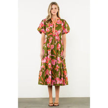 Load image into Gallery viewer, Puff Sleeve Floral Midi Dress