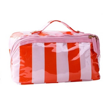 Load image into Gallery viewer, Checkered Striped Open Flat Cosmetic Makeup Pouch