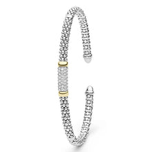 Load image into Gallery viewer, LAGOS Two-Tone Medium Diamond Station Mini Versa Torque Bracelet | 3mm