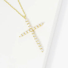 Load image into Gallery viewer, Gold Plated Round Cut Cubic Cross Necklace