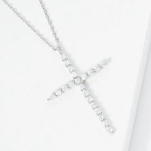 Load image into Gallery viewer, Gold Plated Round Cut Cubic Cross Necklace