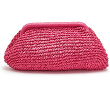 Load image into Gallery viewer, Raffia Hinged Clutch Bag