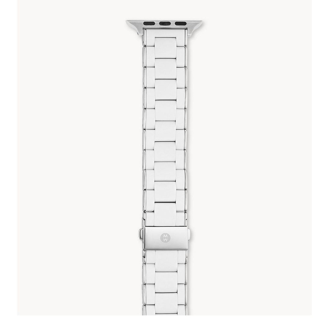 White Stainless Silicone Wrapped Apple Watch Band