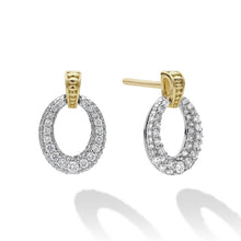 Load image into Gallery viewer, SS/18K Caviar Lux Diamond Oval Drop Post Earring
