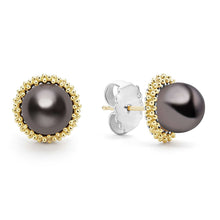 Load image into Gallery viewer, Luna 18K Gold Tahitian Black Pearl Stud Earrings
