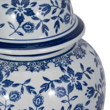 Load image into Gallery viewer, Temple Jar - White/Blue Ceramic Chinoiserie Charm, 18 in.

