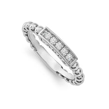 Load image into Gallery viewer, SS Caviar Spark Diamond Bar Beaded Stack Ring
