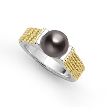 Load image into Gallery viewer, Luna Two-Tone Tahitian Black Pearl Ring
