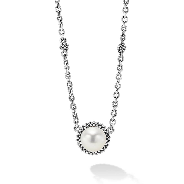 SS Luna 8mm Pearl Pendant Necklace