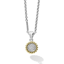 Load image into Gallery viewer, SS/18K Caviar Lux Diamond 12mm Fluted Pave Station Necklace 16-18&quot;
