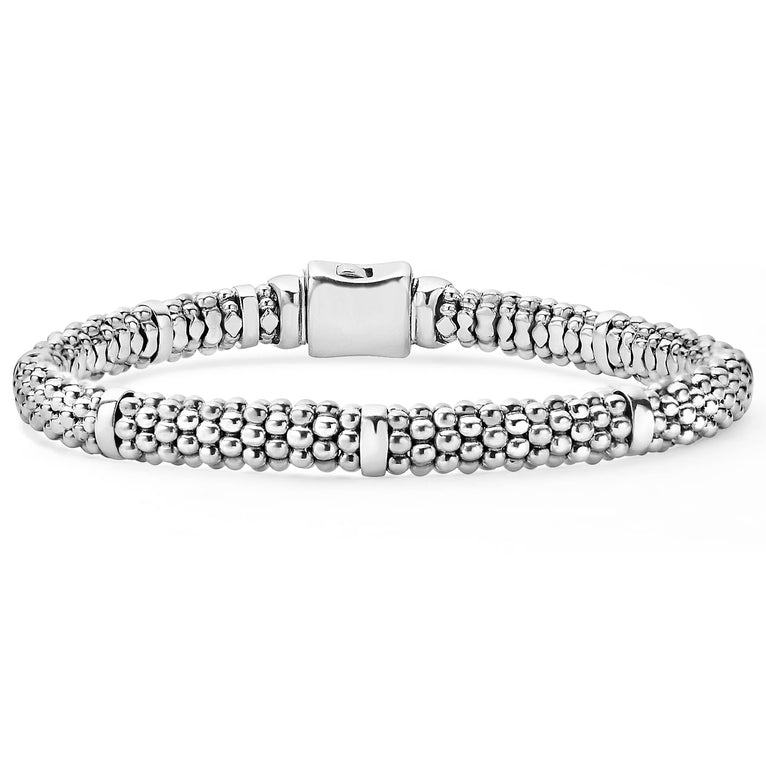 Silver Station 6mm Caviar Bracelet