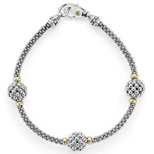 Load image into Gallery viewer, SS/18K Signature Caviar 2 Ball 3mm Rope Bracelet
