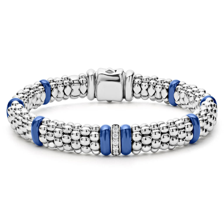 SS 18K Blue Marine 1 Diamond Bracelet
