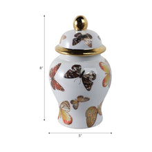 Load image into Gallery viewer, Multicolor 8x5 in. Ceramic Glam Temple Jar with Butterflies

