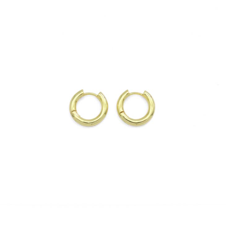 Plain Gold Thick Huggie Hoop Earring