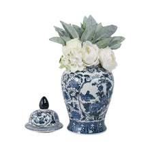 Load image into Gallery viewer, Decorative Jar - Blue Ceramic Flowers Temple Style, 19 in.
