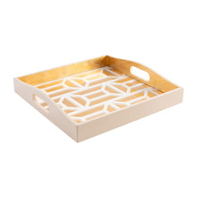 Load image into Gallery viewer, Garden Gate Lacquer Square Tray in White &amp; Gold

