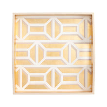 Load image into Gallery viewer, Garden Gate Lacquer Square Tray in White &amp; Gold

