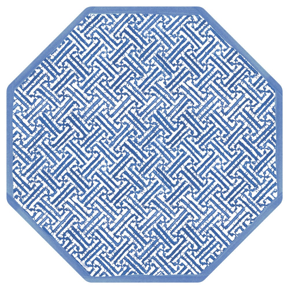 Fretwork Octagonal Paper Placemats in Blue S4