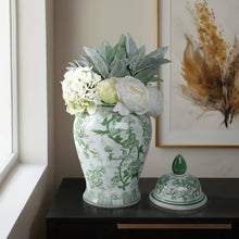 Load image into Gallery viewer, Ceramic Bird Flower Decorative Temple Jar - Green, 18 in.
