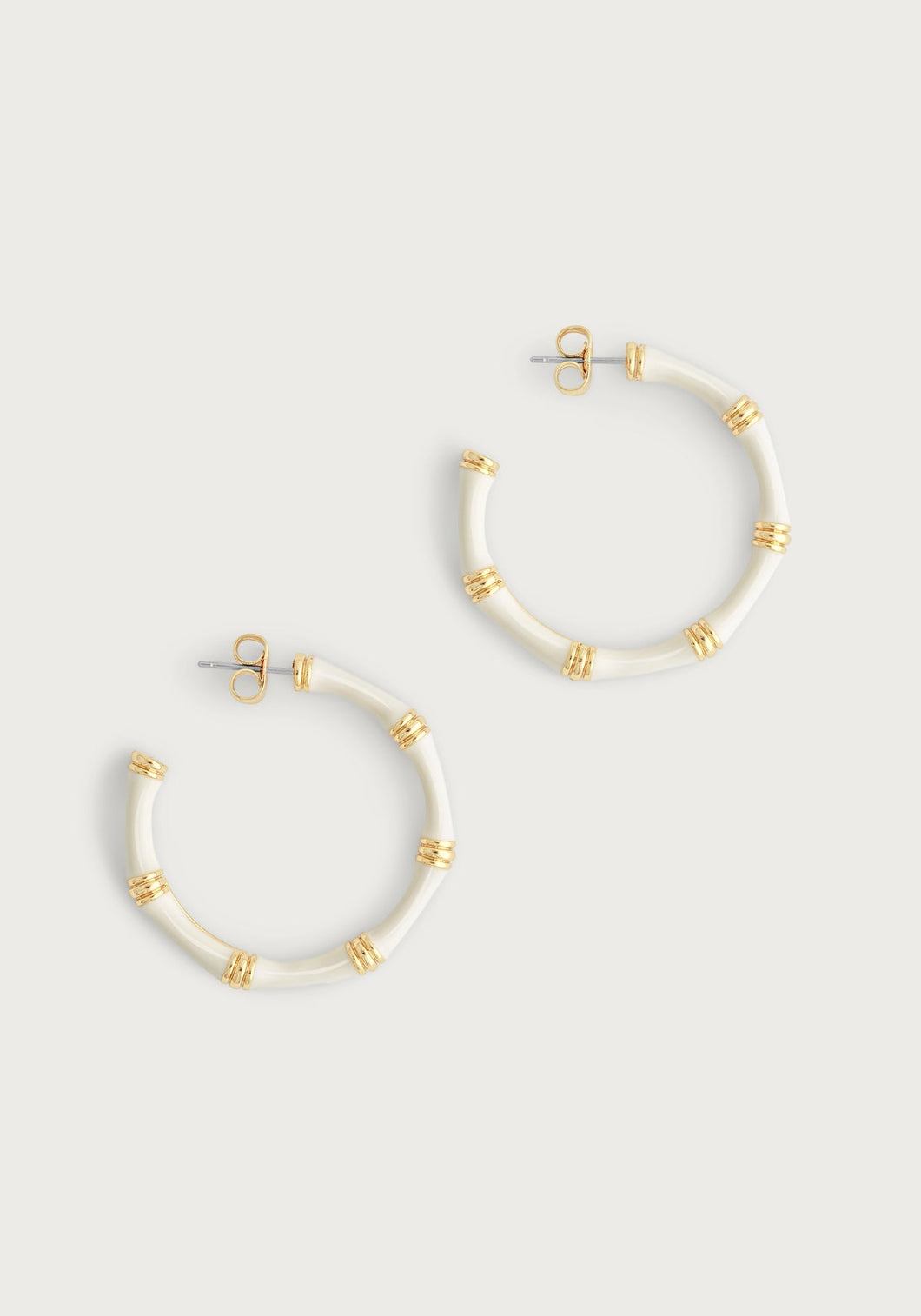 Bamboo Crème Enameled Hoop Earrings