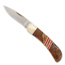 Load image into Gallery viewer, Spalted Beech Damascus 3" Lockback Knife - Double
