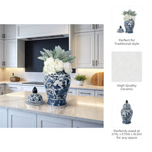 Load image into Gallery viewer, Decorative Jar - Blue Ceramic Flowers Temple Style, 19 in.
