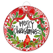Load image into Gallery viewer, Quilted Christmas Cardinal Door Hanger
