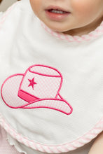 Load image into Gallery viewer, Pink Cowgirl Hat Applique Basic Bib
