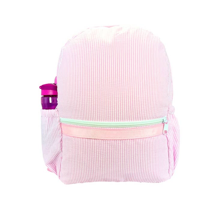 Pink Seersucker Medium Backpack