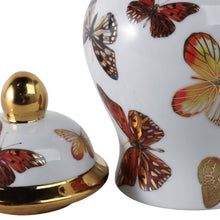 Load image into Gallery viewer, Multicolor 8x5 in. Ceramic Glam Temple Jar with Butterflies
