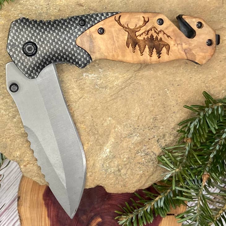 Deer Mountain Trees Pocket Knife