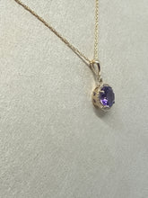 Load image into Gallery viewer, 14K Yellow Gold Round Amethyst and Diamond Pendant Necklace
