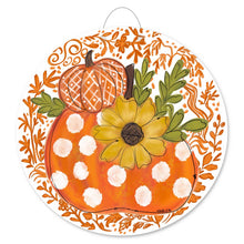 Load image into Gallery viewer, Orange Chinoiserie Harvest Pumpkin Door Hanger
