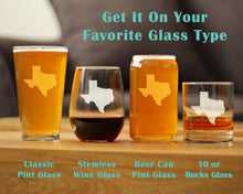 Load image into Gallery viewer, State of Texas Pint Glass for Beer - 16 oz.
