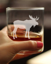 Load image into Gallery viewer, Moose Silhouette Whiskey Rocks Glass - 10 oz.
