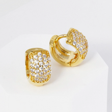 Load image into Gallery viewer, 18K Gold Dipped Pave Set Cubic Zirconia 10mm Bold Huggie
