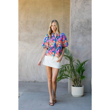 Load image into Gallery viewer, Smocked Neck Puff Sleeve Floral Top

