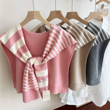 Load image into Gallery viewer, Striped Knit Shawl – Neck &amp; Shoulder Wrap
